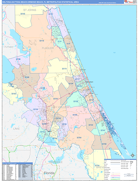 Deltona-Daytona Beach-Ormond Beach Metro Area Wall Map